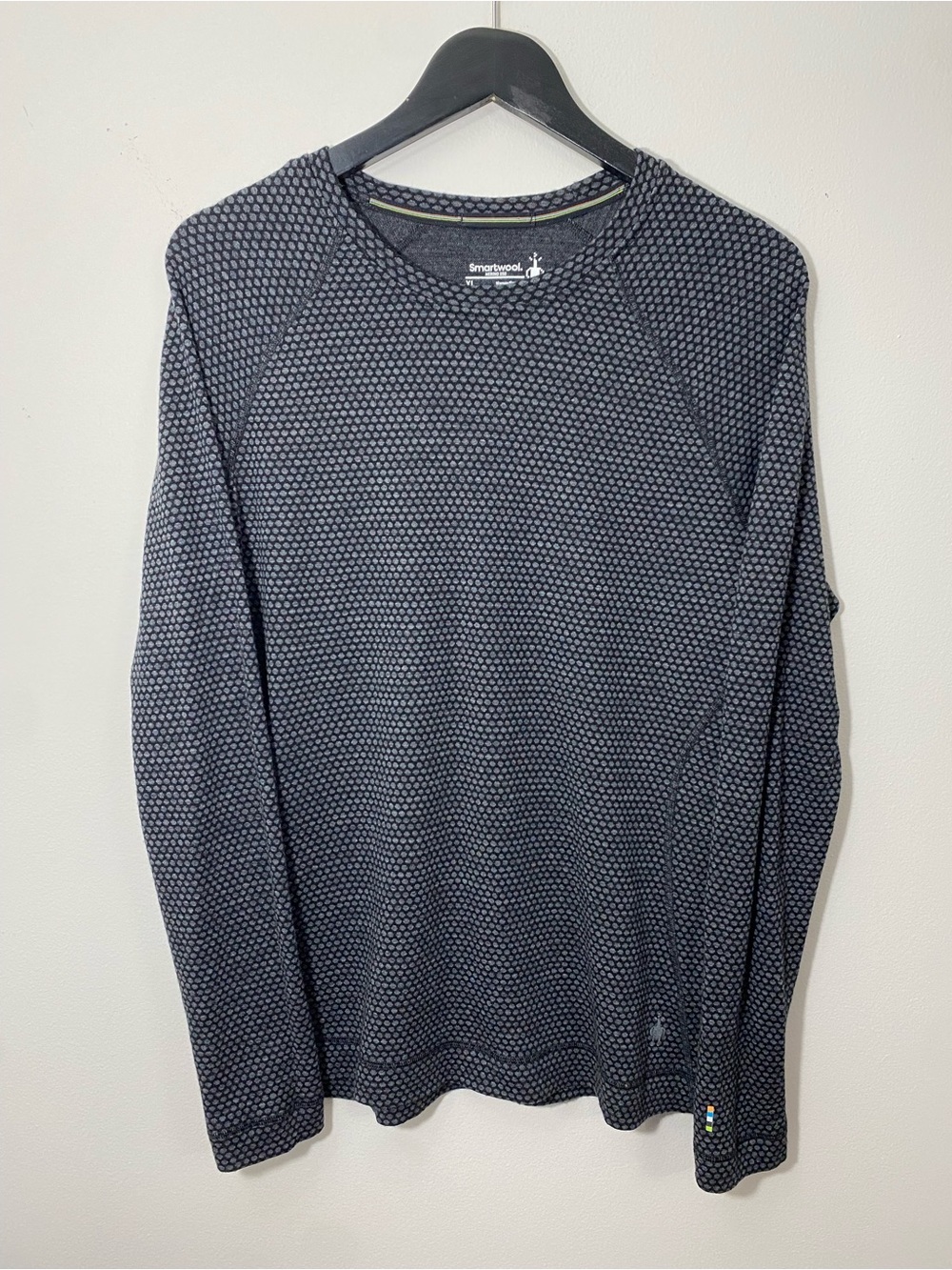 Smartwool Merino Wool Charcoal Pattern Long Sleeve Base Layer Shirt XL